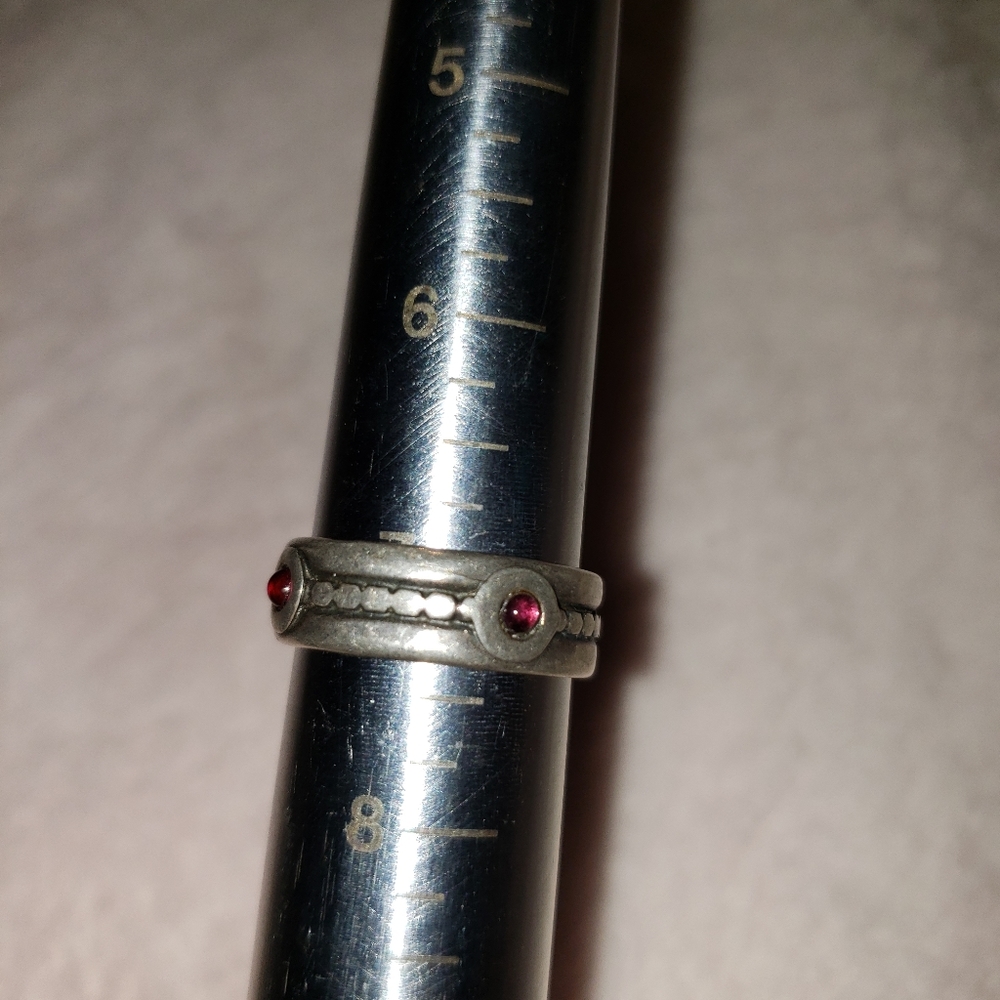 SS ruby silver band ring - Picture 3 of 5